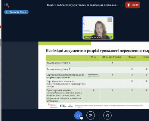 Training on the requirements for the welfare of farm animals